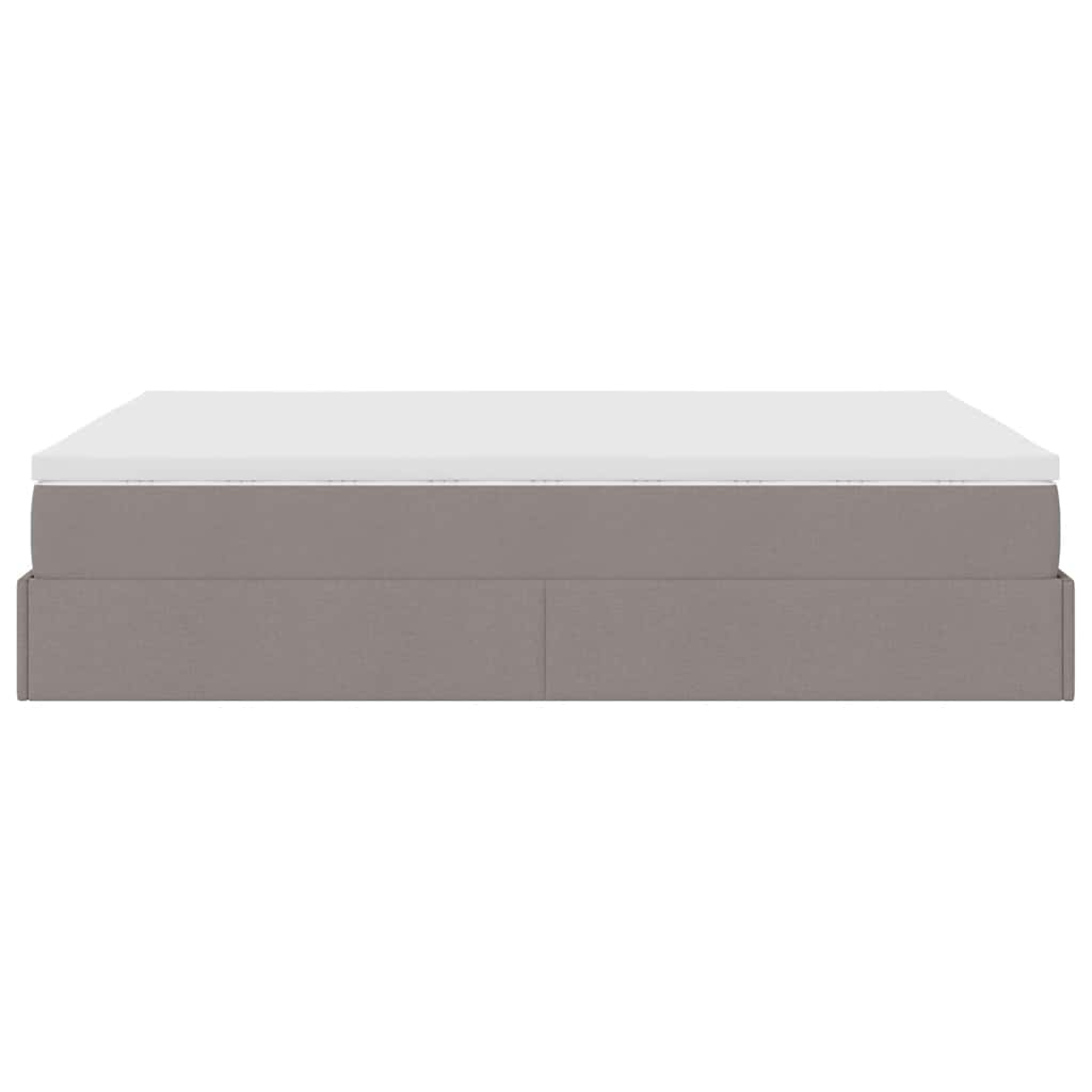 Struttura Letto Pouf con Materasso Tortora 140x190 cm Tessuto 3311110