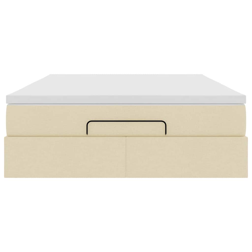 vidaXL Struttura Letto Pouf con Materasso Crema 140x200 cm in Tessuto