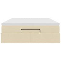 Struttura Letto Pouf con Materasso Crema 140x200 cm in Tessuto 3311118