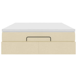 Struttura Letto Pouf con Materasso Crema 140x200 cm in Tessuto 3311118