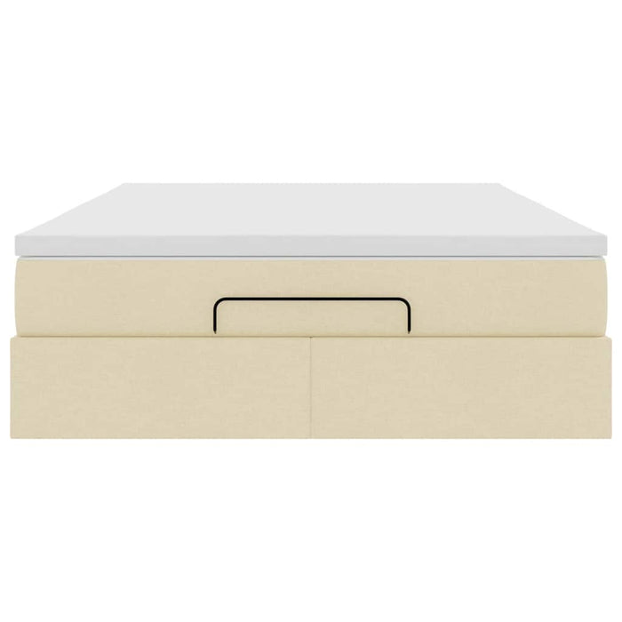 Struttura Letto Pouf con Materasso Crema 140x200 cm in Tessuto 3311118