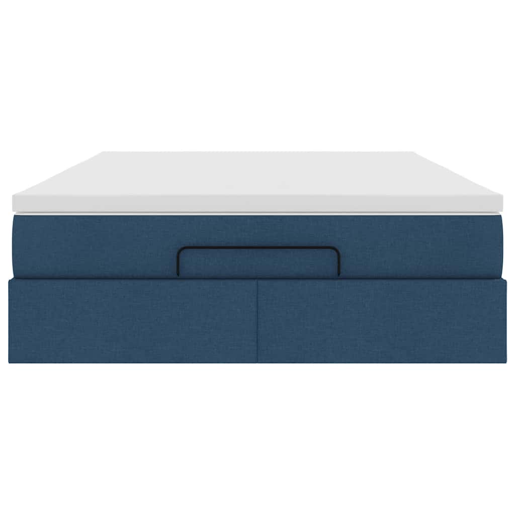 Struttura Letto Pouf con Materasso Blu 140x200cm in Tessuto 3311119
