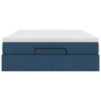 Struttura Letto Pouf con Materasso Blu 140x200cm in Tessuto 3311119