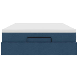 Struttura Letto Pouf con Materasso Blu 140x200cm in Tessuto 3311119