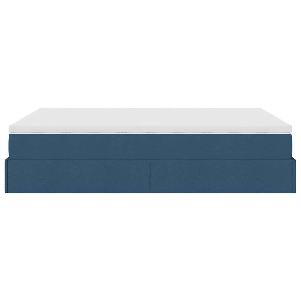 Struttura Letto Pouf con Materasso Blu 140x200cm in Tessuto 3311119