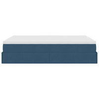 Struttura Letto Pouf con Materasso Blu 140x200cm in Tessuto 3311119
