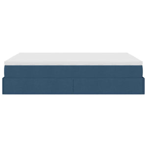 Struttura Letto Pouf con Materasso Blu 140x200cm in Tessuto 3311119