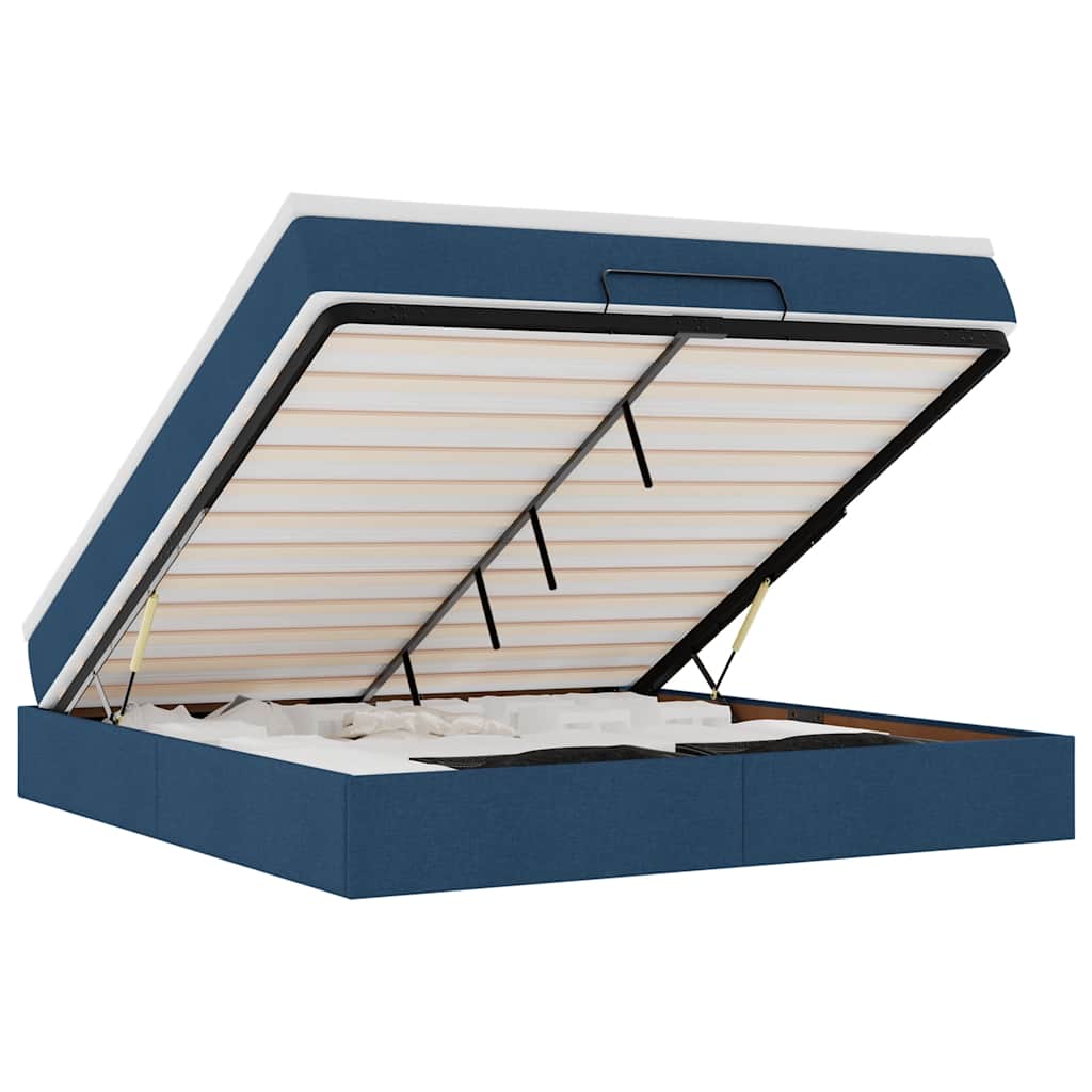 Struttura Letto Pouf con Materasso Blu 180x200cm in Tessuto 3311133