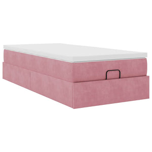 vidaXL Struttura Letto Pouf con Materasso Rosa 80x200 cm Velluto