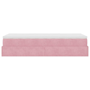 vidaXL Struttura Letto Pouf con Materasso Rosa 80x200 cm Velluto
