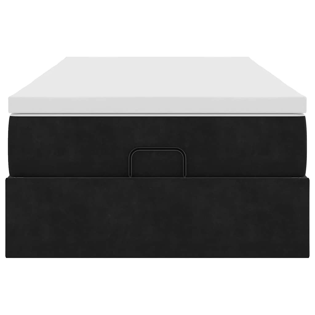 Struttura Letto Pouf con Materasso Nero 90x190 cm in Velluto 3311155