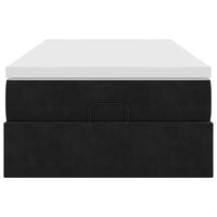 Struttura Letto Pouf con Materasso Nero 90x190 cm in Velluto 3311155