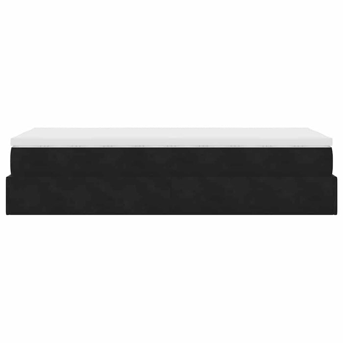 Struttura Letto Pouf con Materasso Nero 90x190 cm in Velluto 3311155