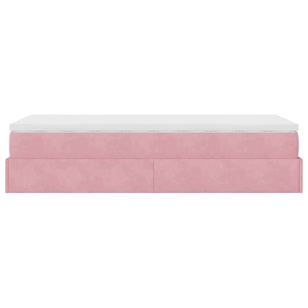 vidaXL Struttura Letto Pouf con Materasso Rosa 90x190 cm in Velluto