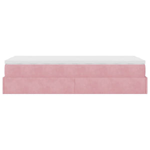 vidaXL Struttura Letto Pouf con Materasso Rosa 90x190 cm in Velluto