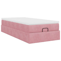 vidaXL Struttura Letto Pouf con Materasso Rosa 90x190 cm in Velluto