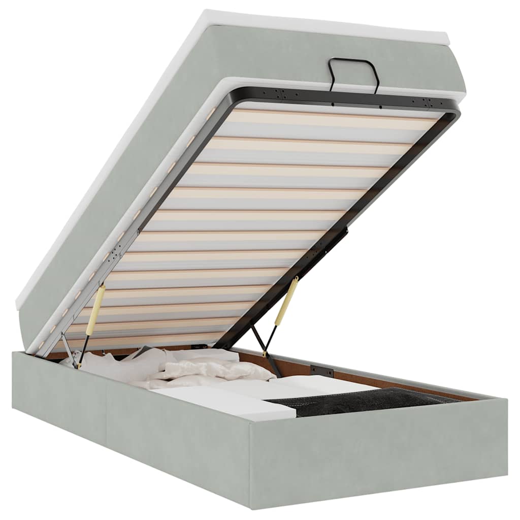 vidaXL Struttura Letto Pouf con Materasso 90x200 cm in Velluto