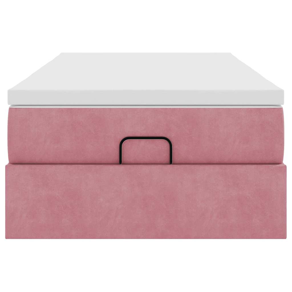vidaXL Struttura Letto Pouf con Materasso Rosa 90x200 cm in Velluto