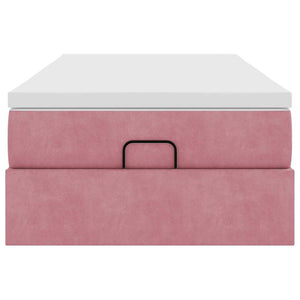 vidaXL Struttura Letto Pouf con Materasso Rosa 90x200 cm in Velluto