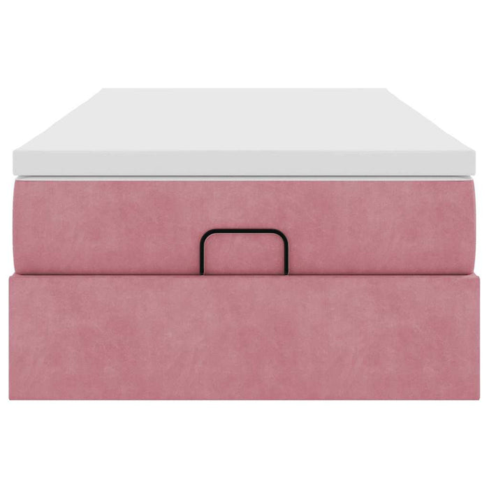 vidaXL Struttura Letto Pouf con Materasso Rosa 90x200 cm in Velluto