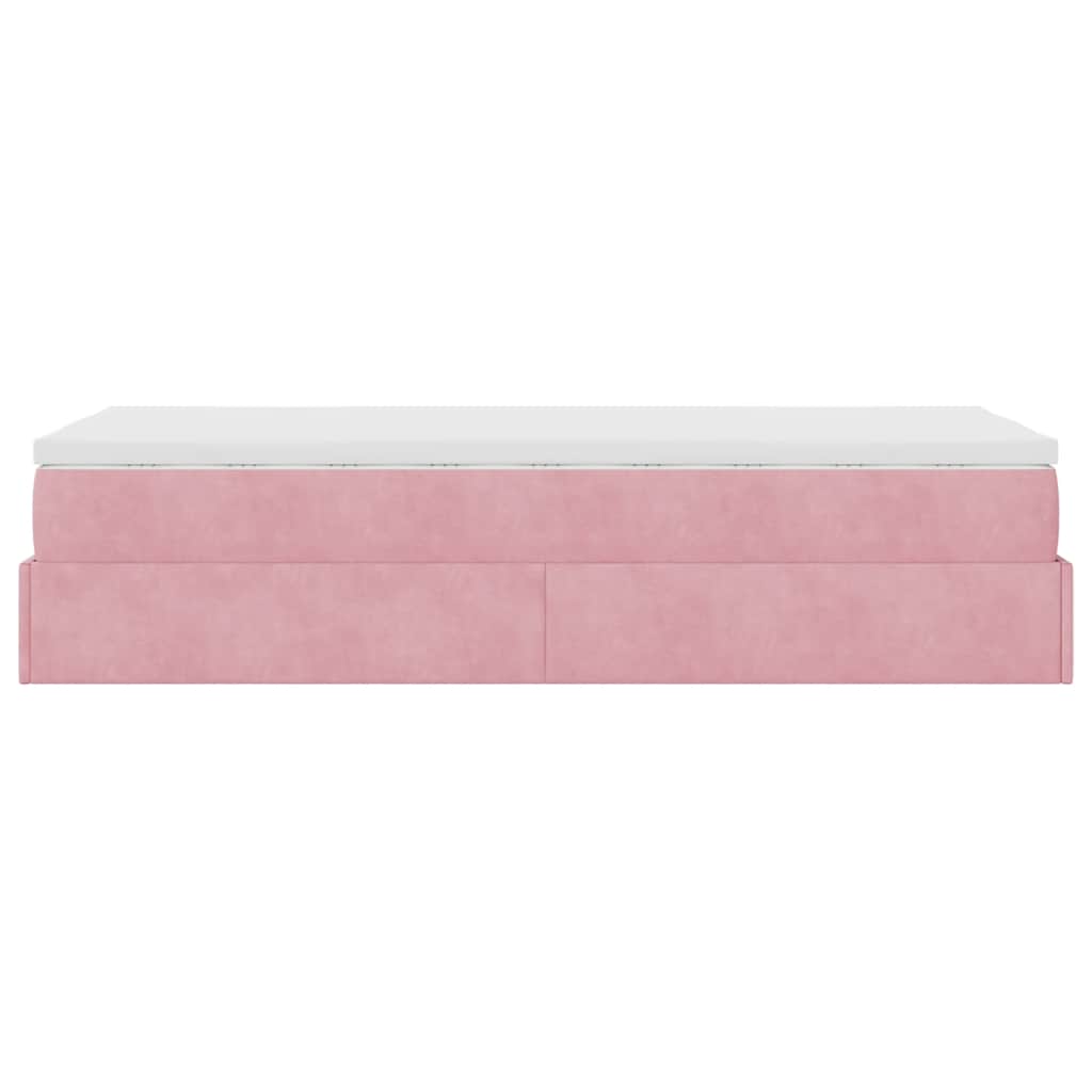 vidaXL Struttura Letto Pouf con Materasso Rosa 90x200 cm in Velluto
