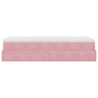 vidaXL Struttura Letto Pouf con Materasso Rosa 90x200 cm in Velluto