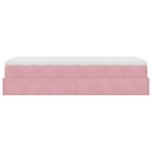 vidaXL Struttura Letto Pouf con Materasso Rosa 90x200 cm in Velluto