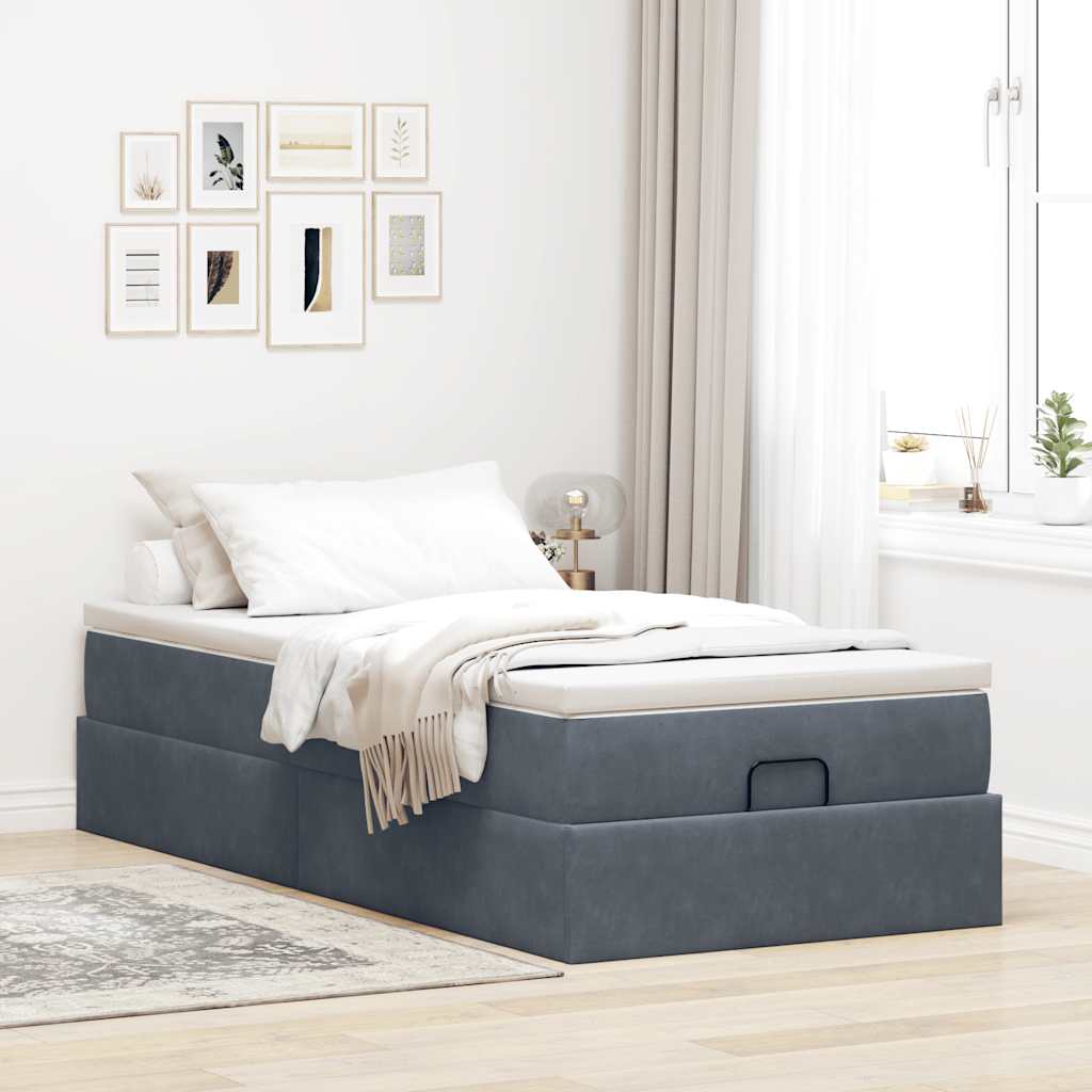 vidaXL Struttura Letto Pouf con Materasso 100x200 cm Velluto