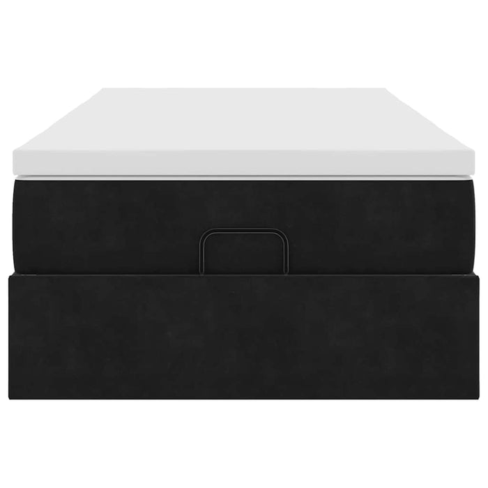 vidaXL Struttura Letto Pouf con Materasso Nero 100x200 cm Velluto