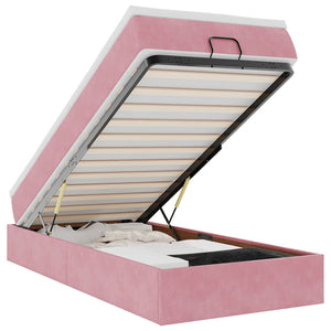 vidaXL Struttura Letto Pouf con Materasso Rosa 100x200 cm Velluto