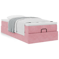 vidaXL Struttura Letto Pouf con Materasso Rosa 100x200 cm Velluto