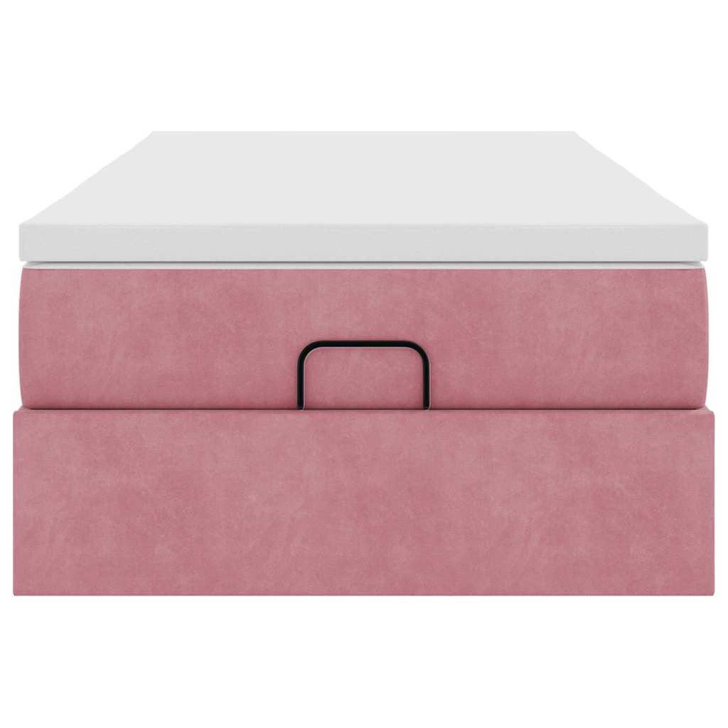 vidaXL Struttura Letto Pouf con Materasso Rosa 100x200 cm Velluto