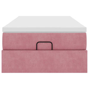 vidaXL Struttura Letto Pouf con Materasso Rosa 100x200 cm Velluto