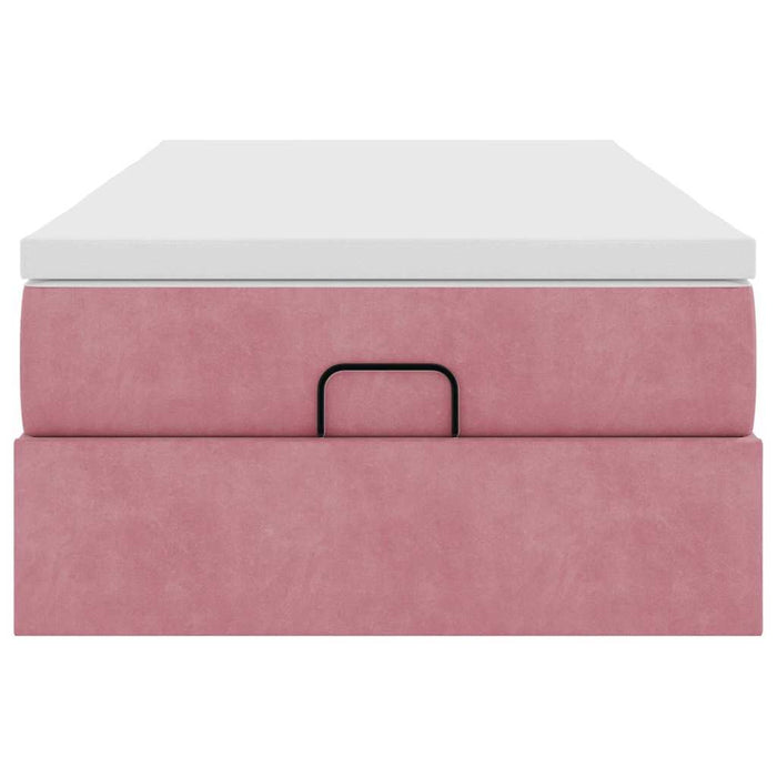 vidaXL Struttura Letto Pouf con Materasso Rosa 100x200 cm Velluto