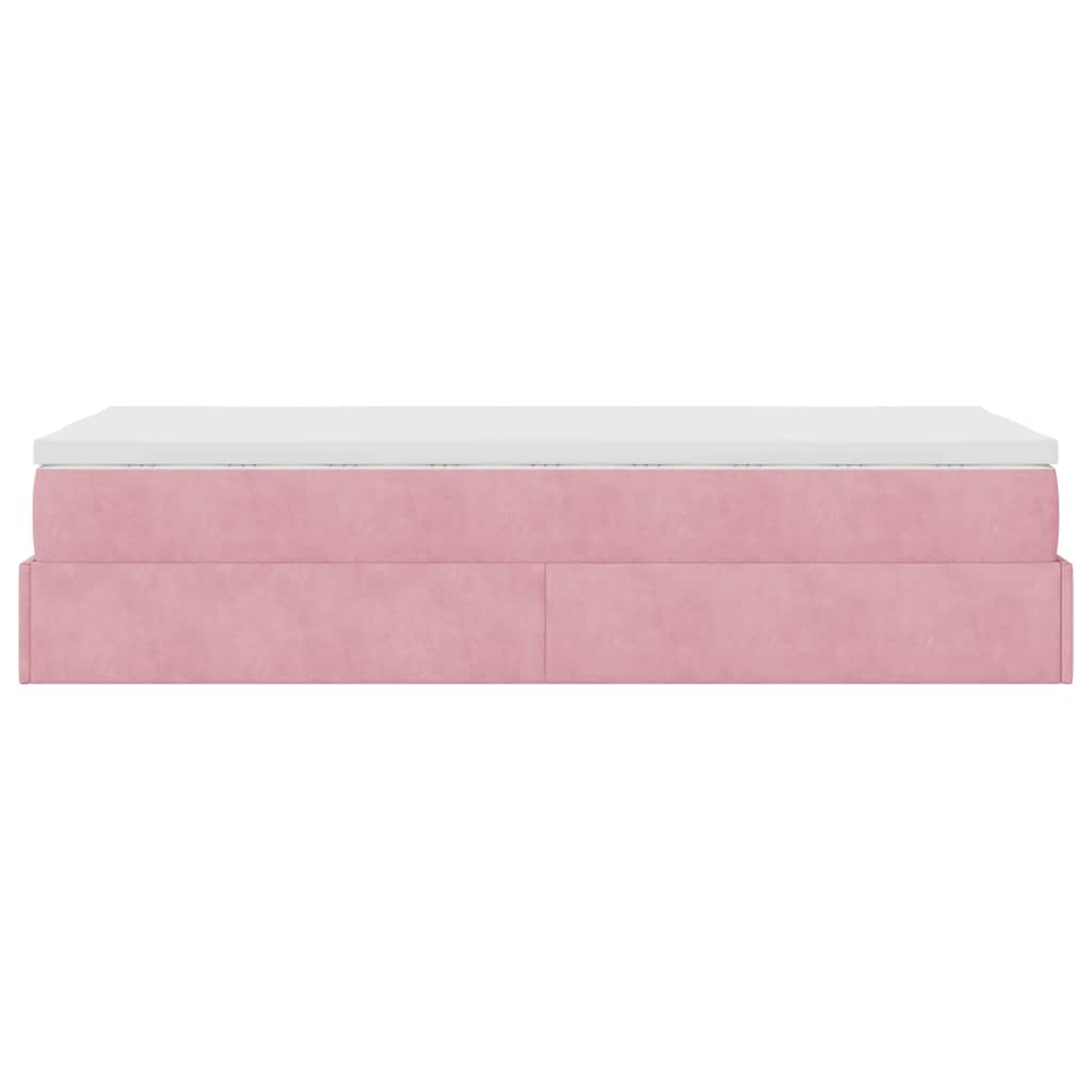 vidaXL Struttura Letto Pouf con Materasso Rosa 100x200 cm Velluto