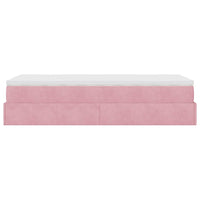 vidaXL Struttura Letto Pouf con Materasso Rosa 100x200 cm Velluto