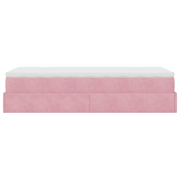 vidaXL Struttura Letto Pouf con Materasso Rosa 100x200 cm Velluto