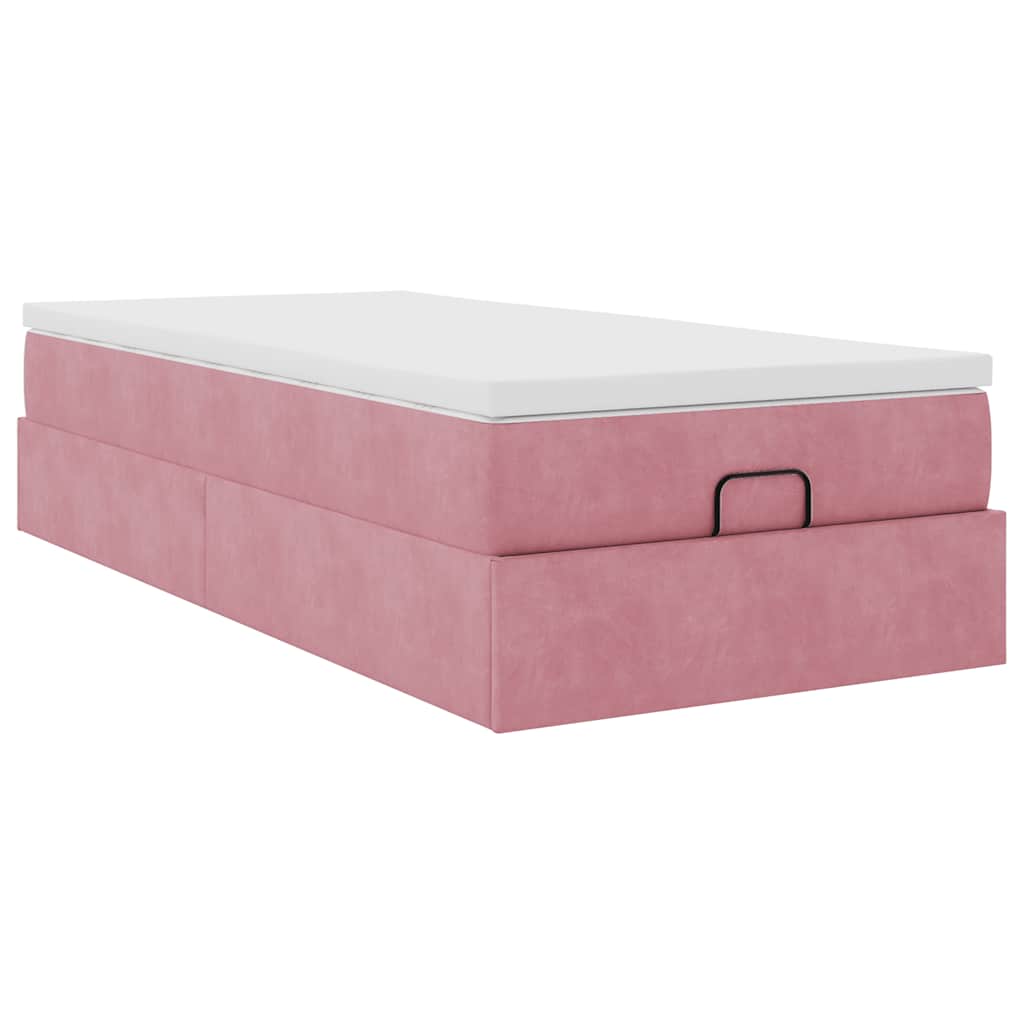vidaXL Struttura Letto Pouf con Materasso Rosa 100x200 cm Velluto