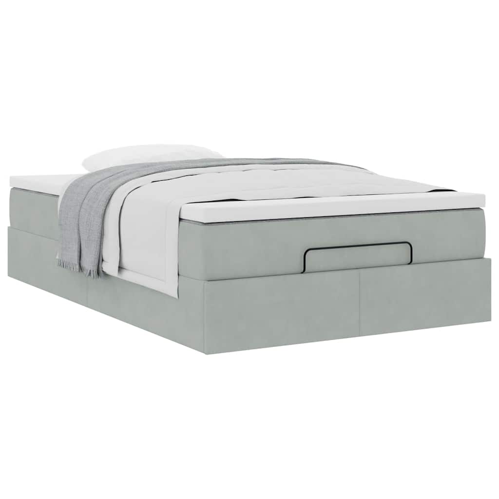 vidaXL Pouf Letto con Materasso Grigio Chiaro 120x190 cm in Velluto