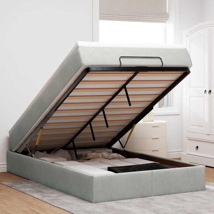 vidaXL Pouf Letto con Materasso Grigio Chiaro 120x190 cm in Velluto