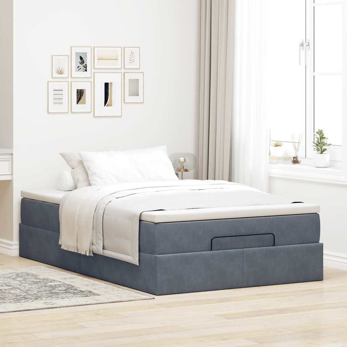 vidaXL Pouf Letto con Materasso Grigio Scuro 120x190 cm Velluto