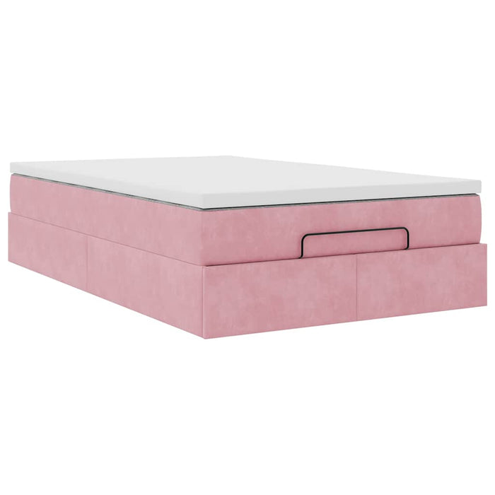 Pouf Letto con Materasso Rosa 120x190 cm Velluto