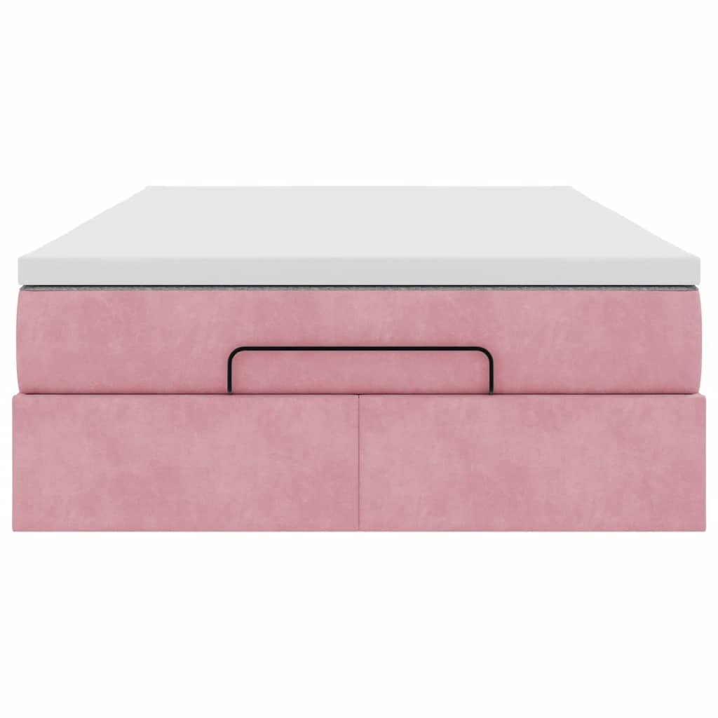 Pouf Letto con Materasso Rosa 120x190 cm Velluto