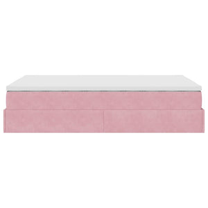 Pouf Letto con Materasso Rosa 120x190 cm Velluto