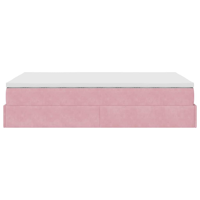 Pouf Letto con Materasso Rosa 120x190 cm Velluto