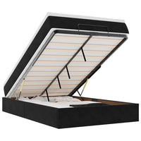 vidaXL Struttura Letto Pouf con Materasso Nero 120x200 cm Velluto