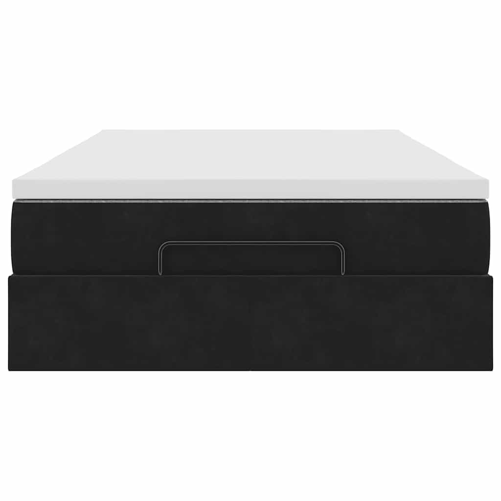 vidaXL Struttura Letto Pouf con Materasso Nero 120x200 cm Velluto