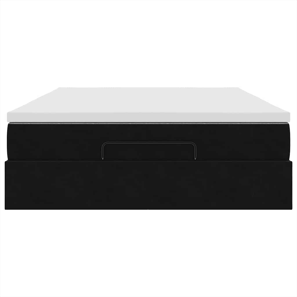 vidaXL Struttura Letto Pouf con Materasso Nero 140x190 cm in Velluto