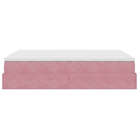 Struttura Letto Pouf con Materasso Rosa 140x190 cm in Velluto