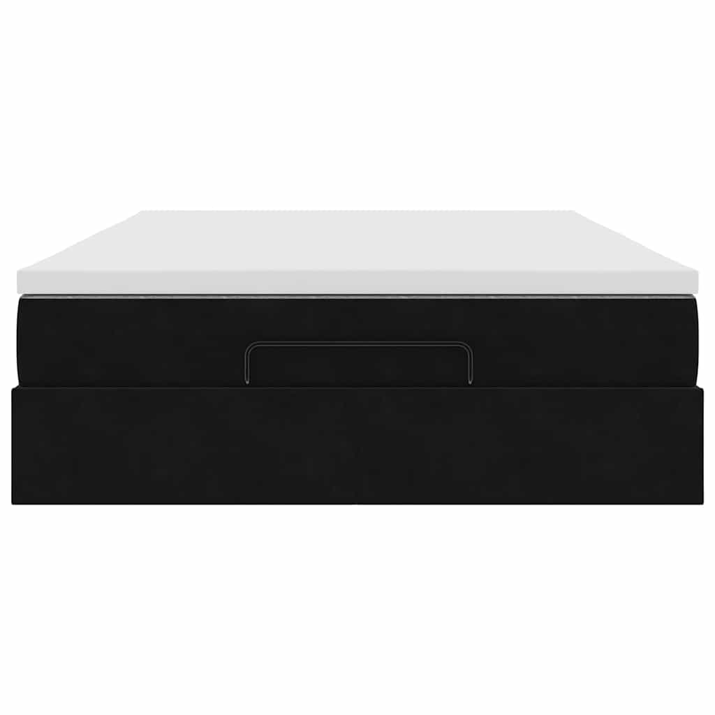 vidaXL Struttura Letto Pouf con Materasso Nero 140x200 cm in Velluto
